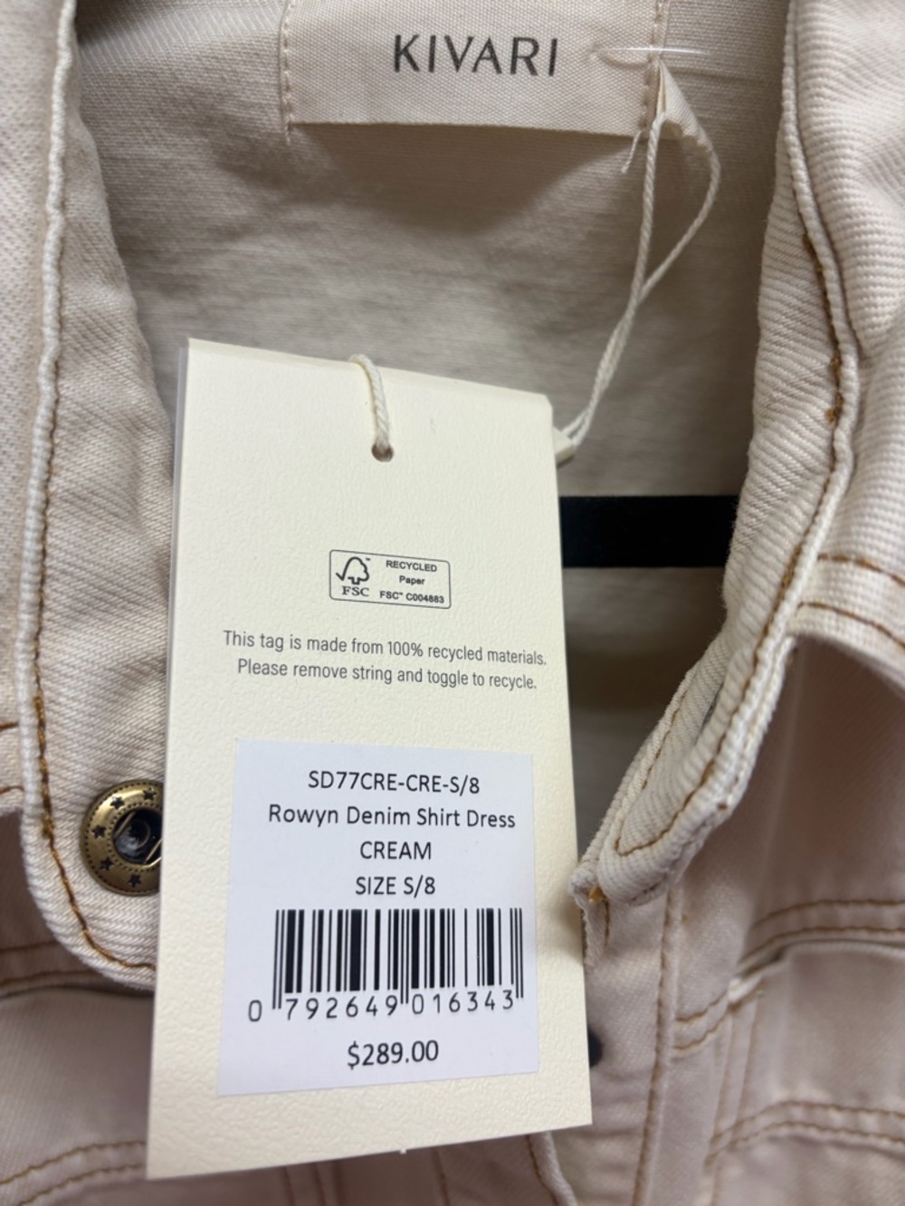 NWT Kivari Cream Short-Sleeve Denim Utility Shirt Dress with Belt size small 4 - Picture 2 of 2